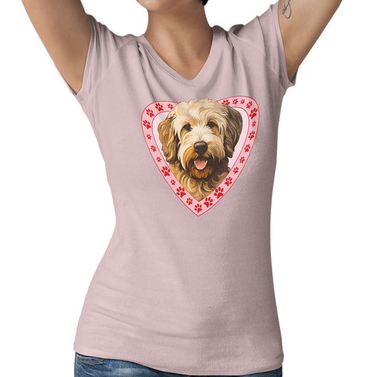 Goldendoodle Illustration In Heart - Women's V-Neck T-Shirt