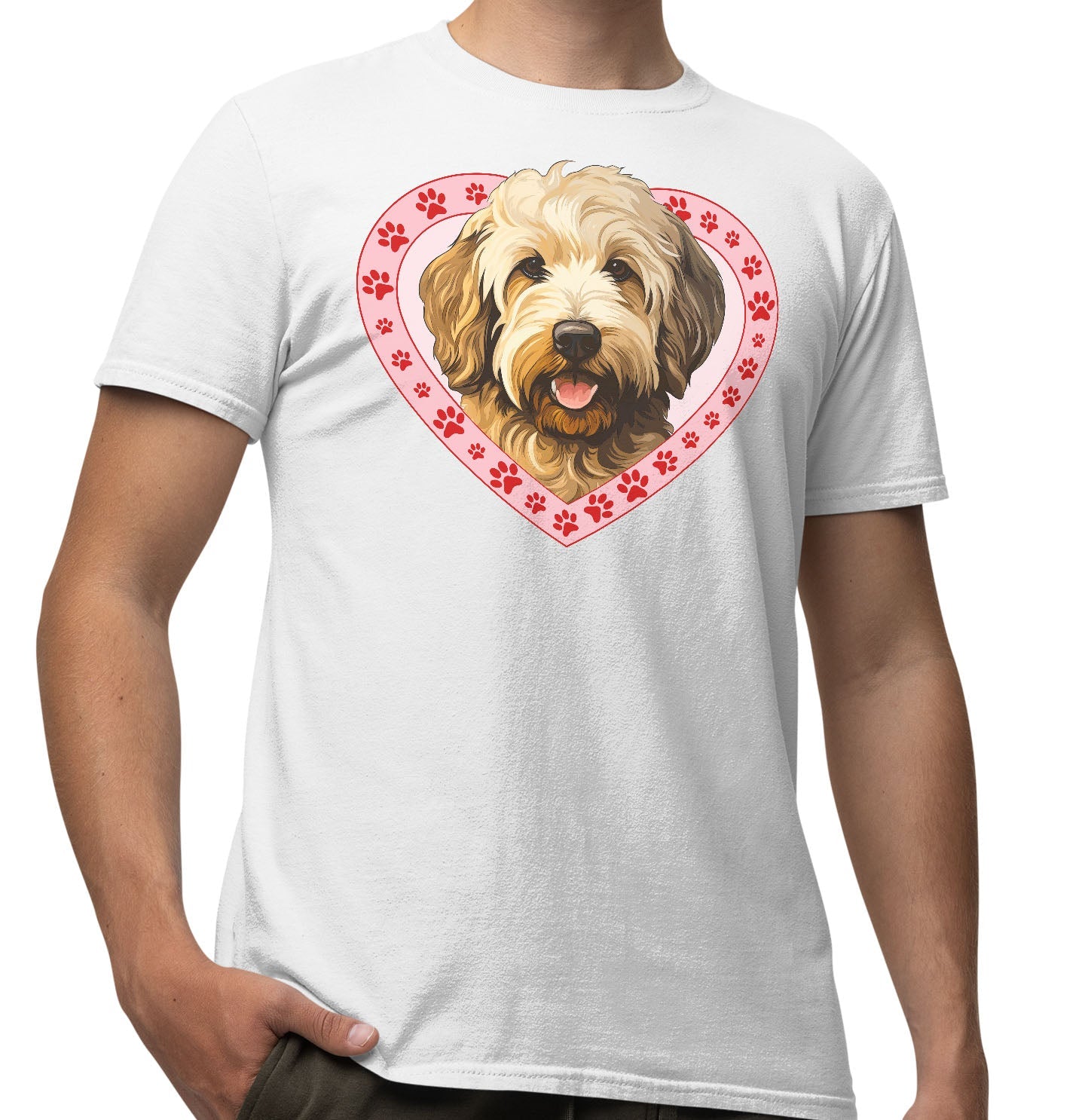 Goldendoodle Illustration In Heart - Adult Unisex T-Shirt