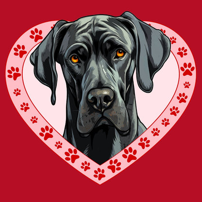 Great Dane (Black) Illustration In Heart - Women's V-Neck T-Shirt
