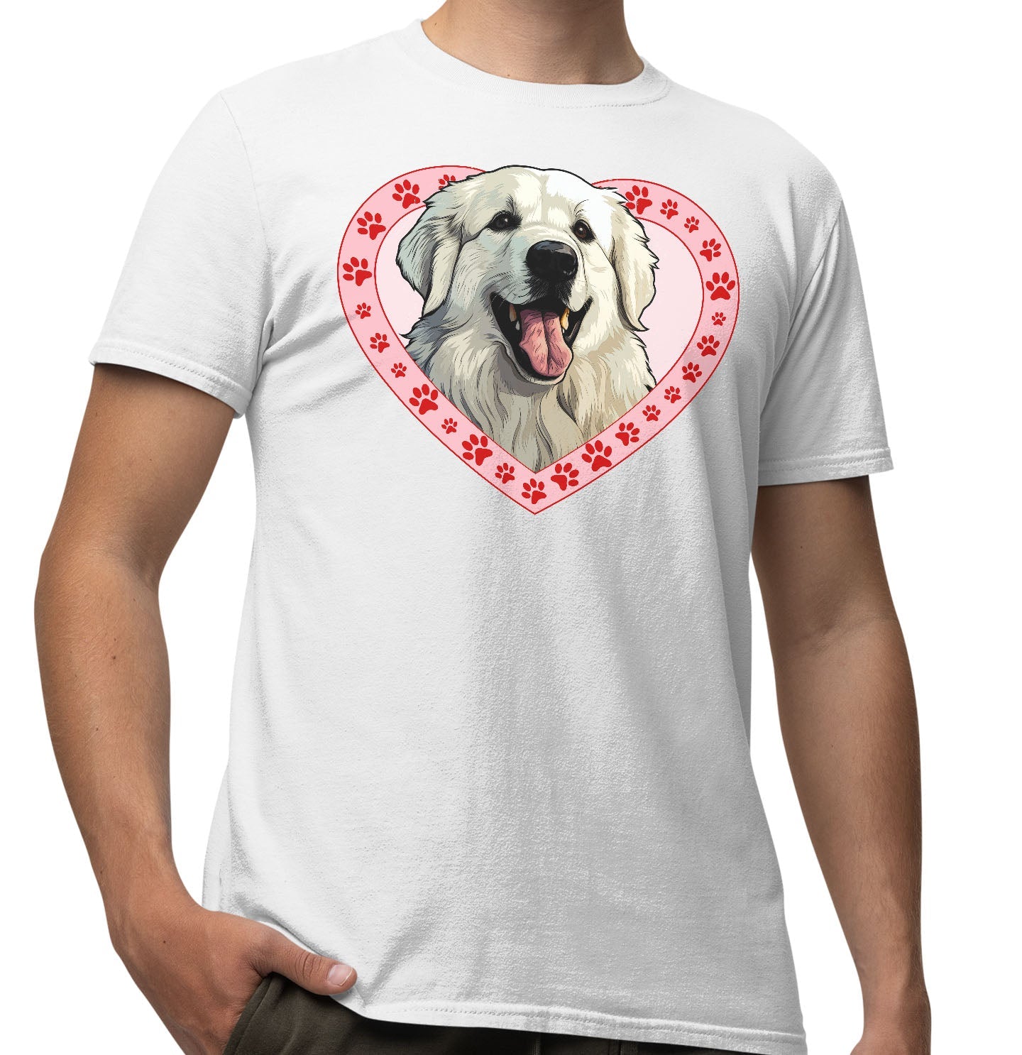 Great Pyrenees Illustration In Heart - Adult Unisex T-Shirt