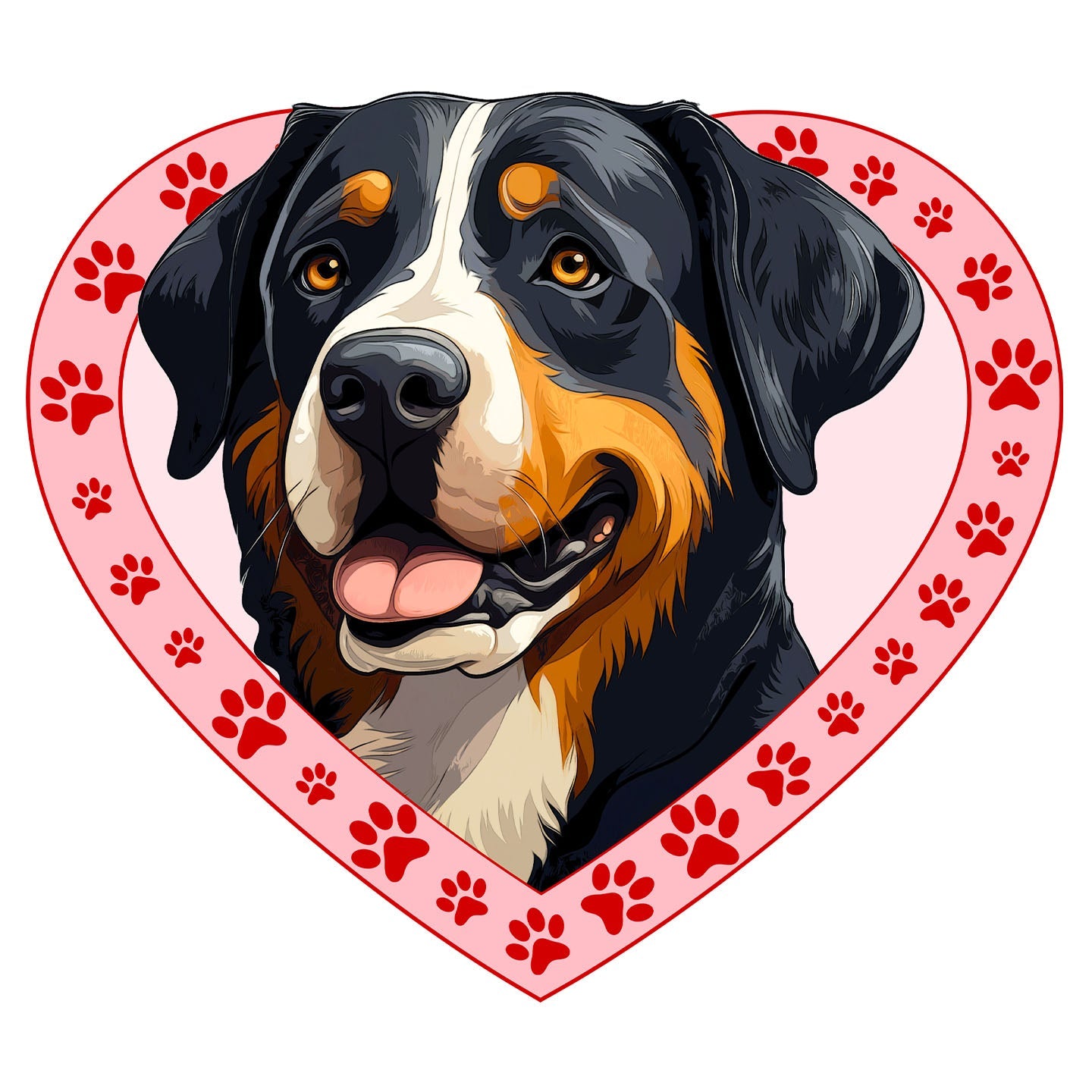 Greater Swiss Mountain Dog Illustration In Heart - Adult Unisex T-Shirt