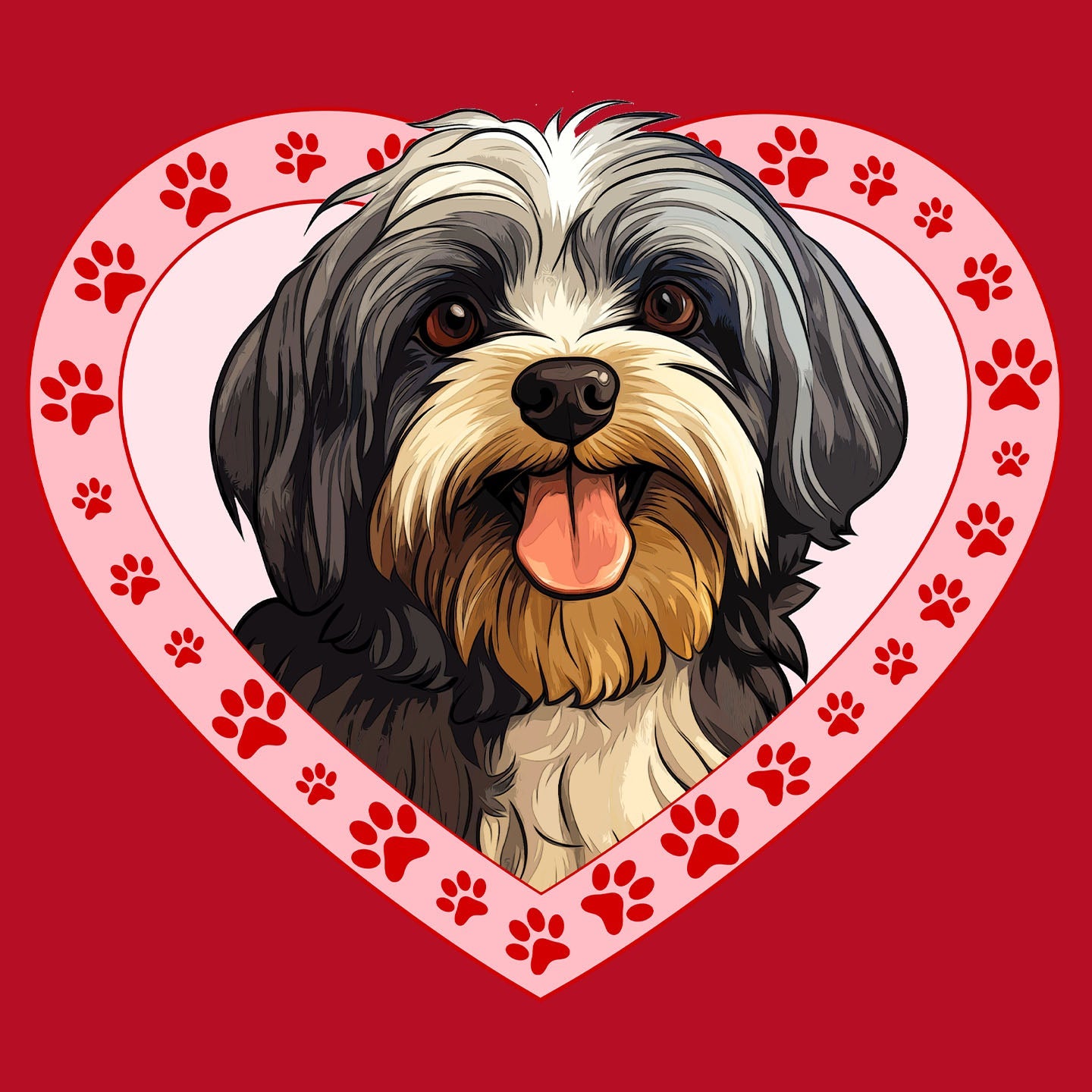 Havanese Illustration In Heart - Women's V-Neck T-Shirt