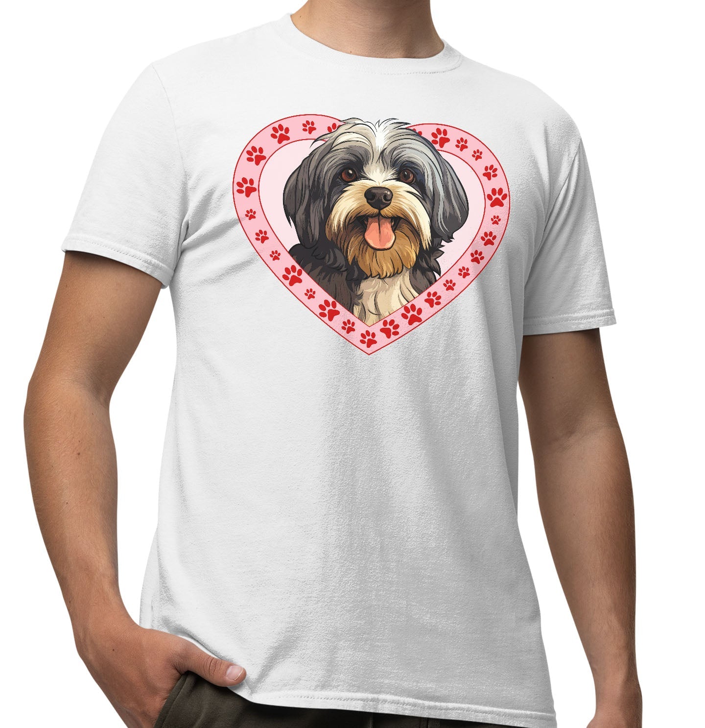 Havanese Illustration In Heart - Adult Unisex T-Shirt