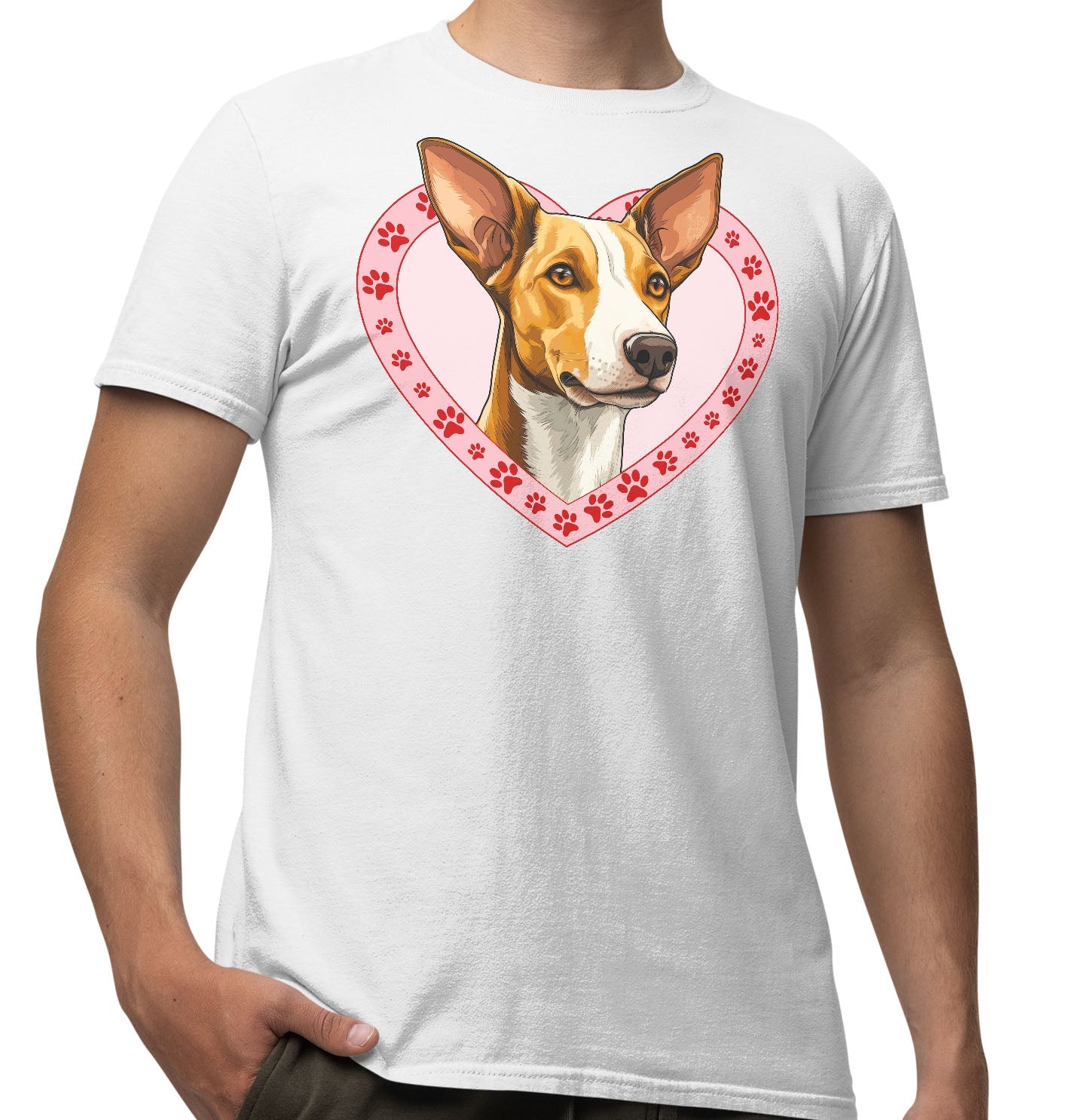 Ibizan Hound Illustration In Heart - Adult Unisex T-Shirt