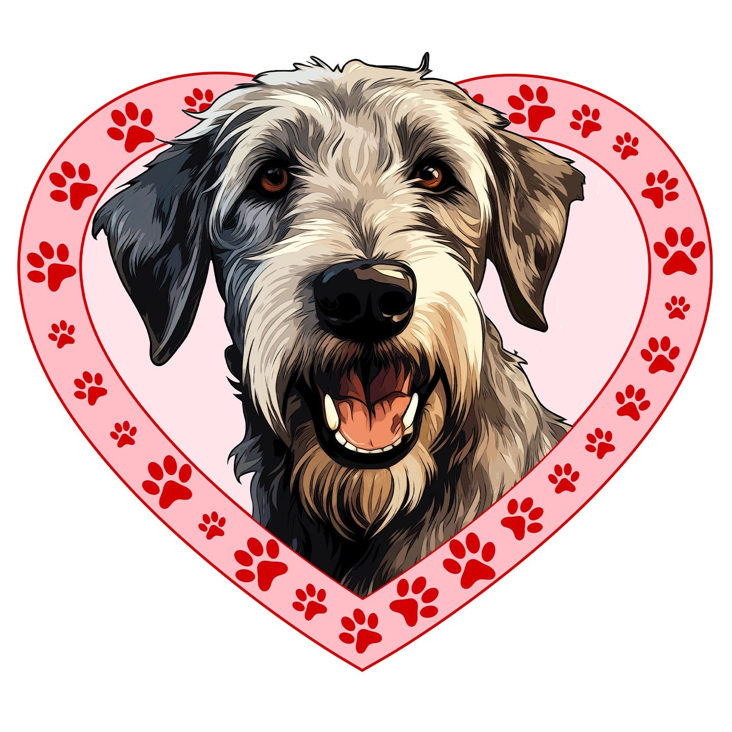 Irish Wolfhound Illustration In Heart - Adult Unisex T-Shirt