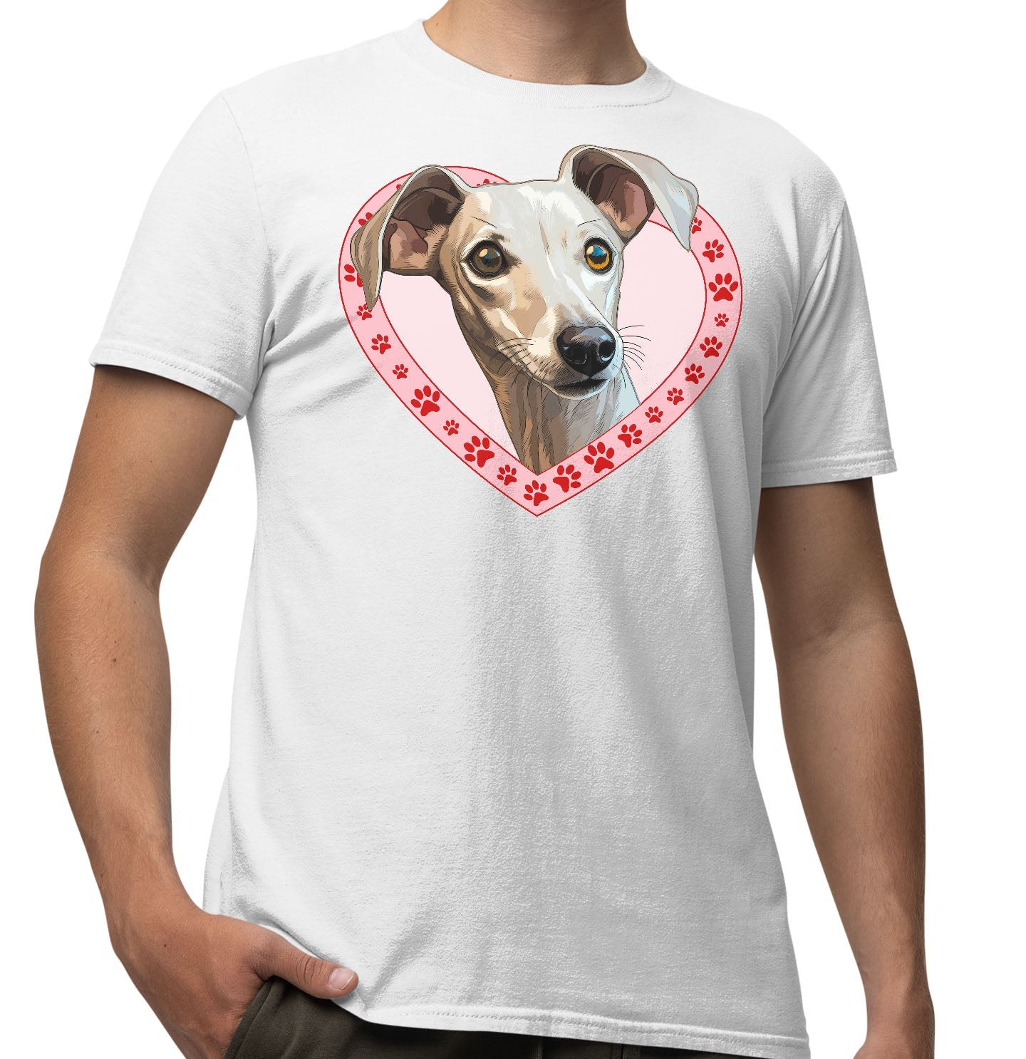Italian Greyhound (Blue) Illustration In Heart - Adult Unisex T-Shirt