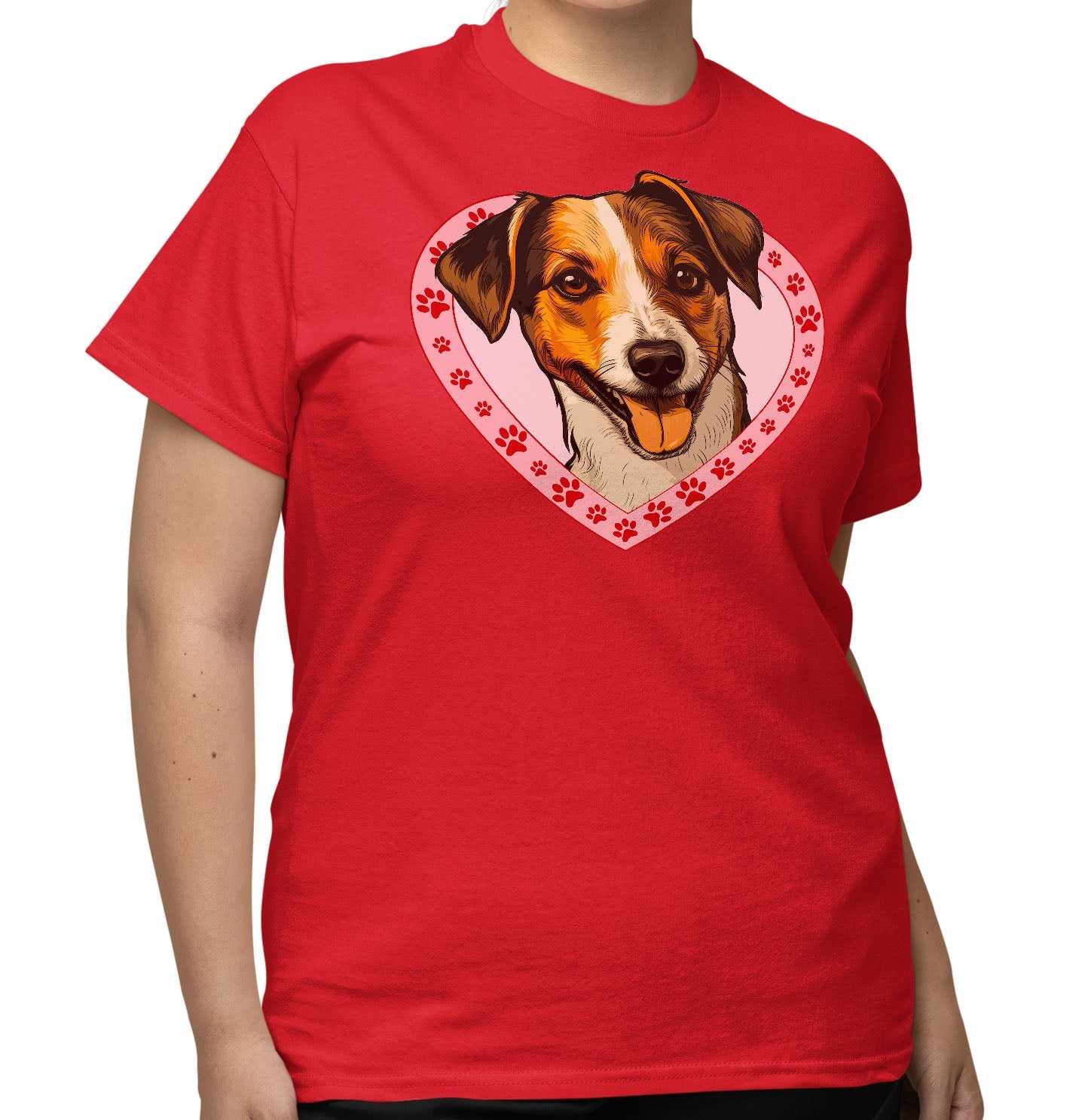 Jack Russell Terrier Illustration In Heart - Adult Unisex T-Shirt