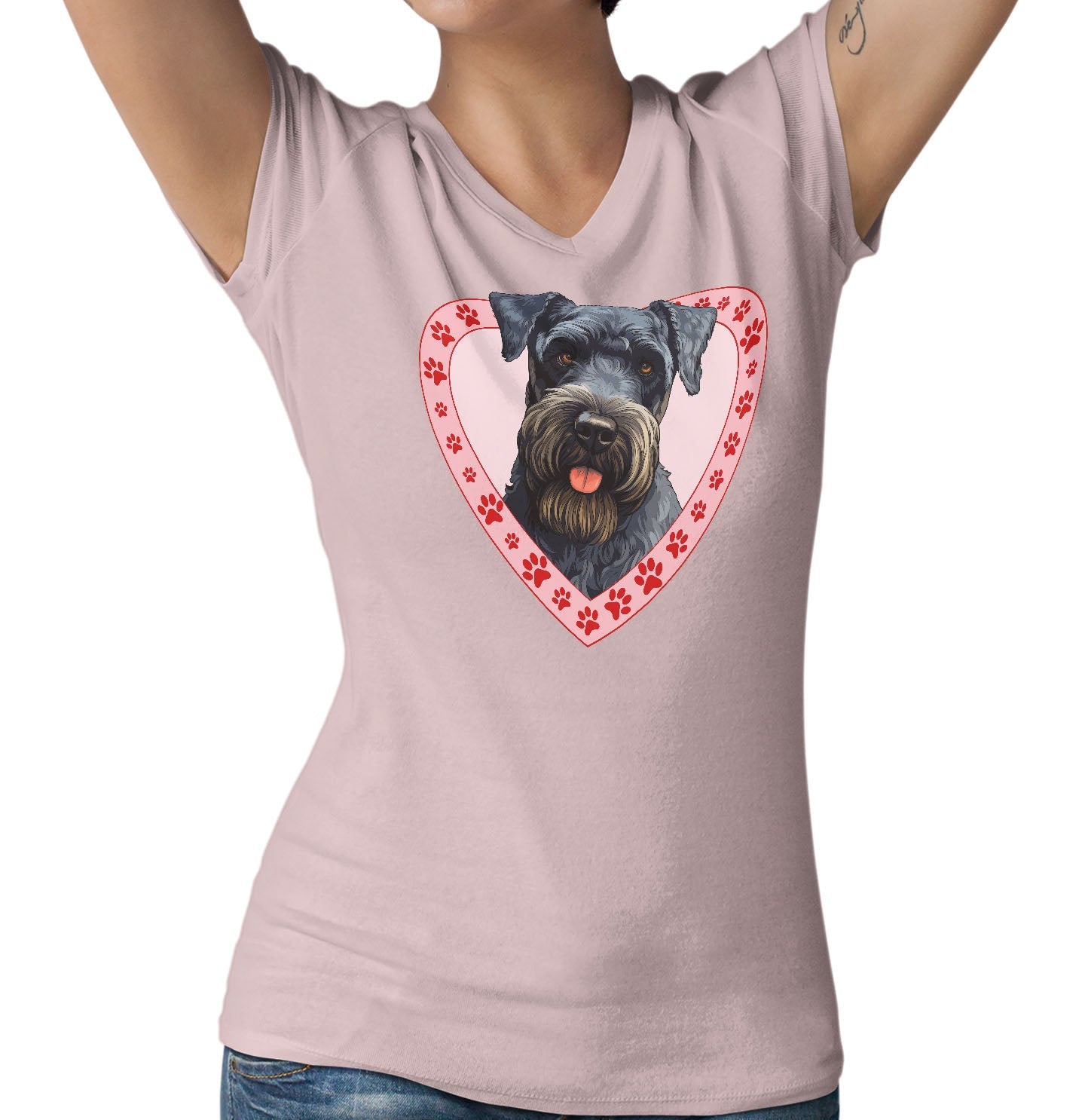 Kerry Blue Terrier Illustration In Heart - Women's V-Neck T-Shirt
