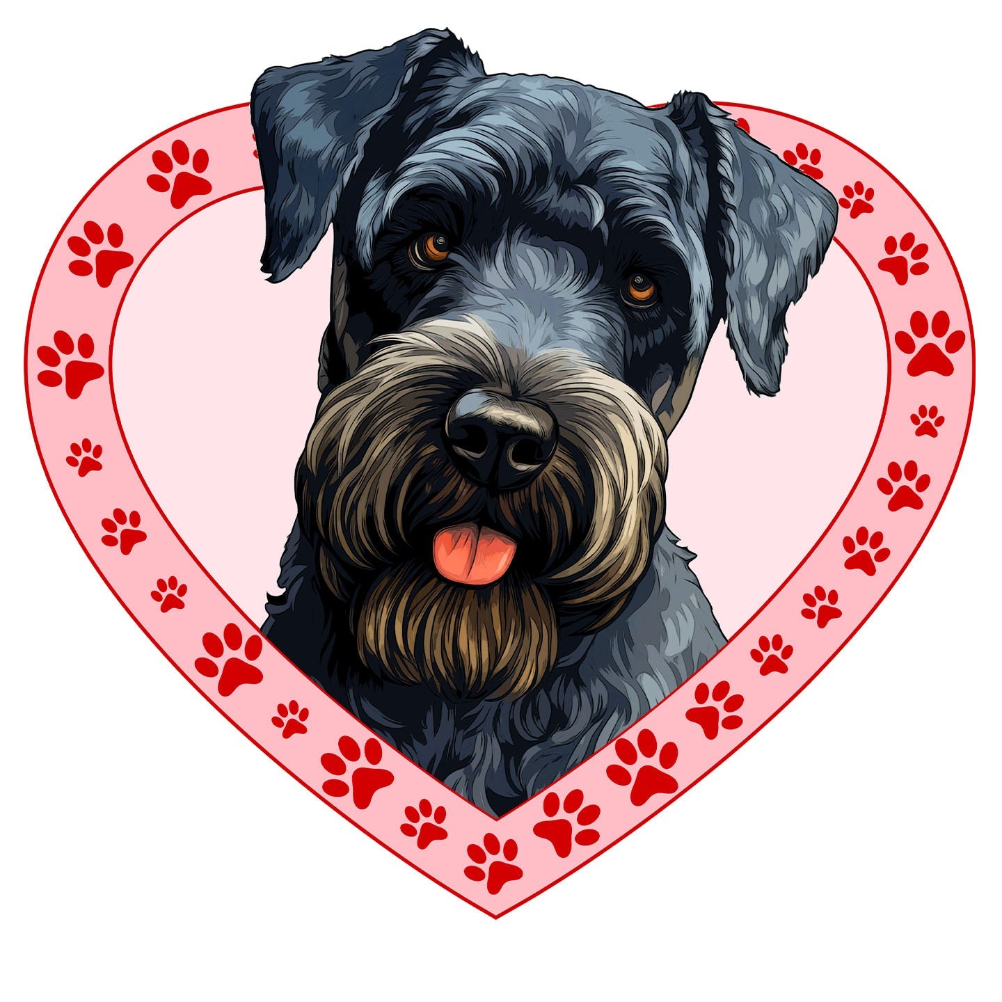 Kerry Blue Terrier Illustration In Heart - Adult Unisex T-Shirt