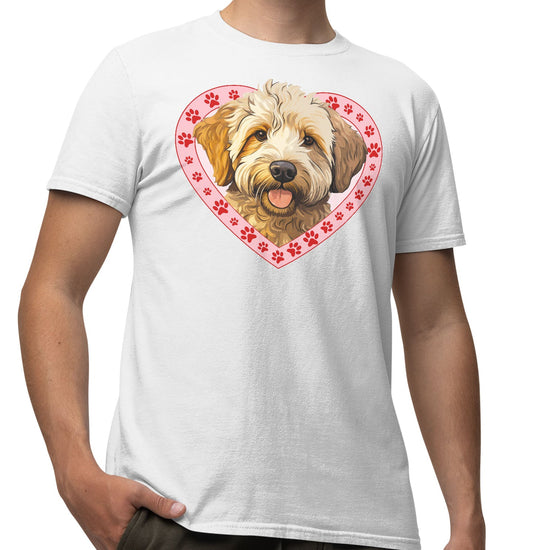 Labradoodle (Yellow) Illustration In Heart - Adult Unisex T-Shirt