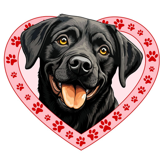 Labrador Retriever (Black) Illustration In Heart - Adult Unisex T-Shirt