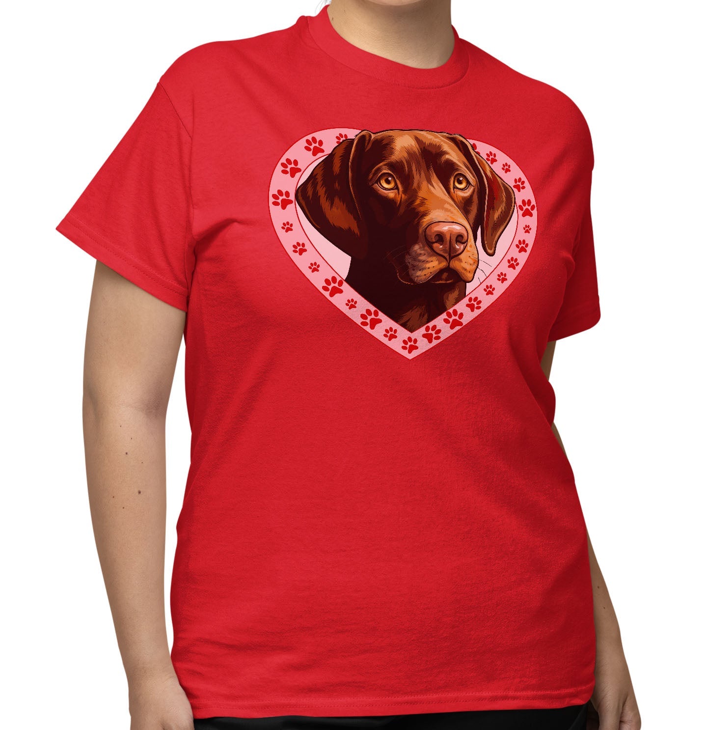 Labrador Retriever (Chocolate) Illustration In Heart - Adult Unisex T-Shirt