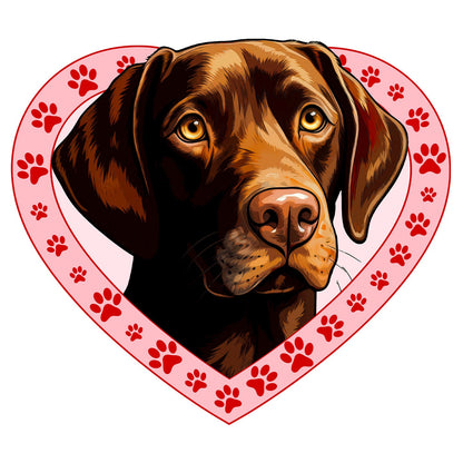 Labrador Retriever (Chocolate) Illustration In Heart - Adult Unisex T-Shirt