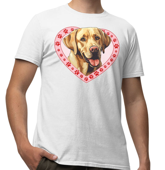 Labrador Retriever (Yellow) Illustration In Heart - Adult Unisex T-Shirt