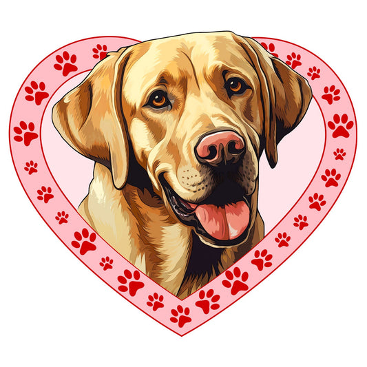 Labrador Retriever (Yellow) Illustration In Heart - Adult Unisex T-Shirt