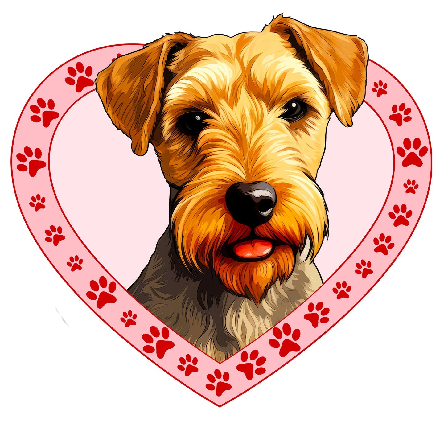 Lakeland Terrier Illustration In Heart - Adult Unisex T-Shirt