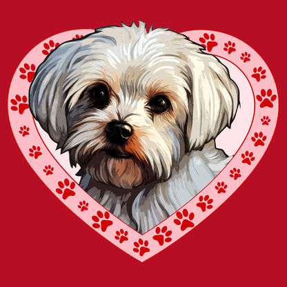 Maltese Illustration In Heart - Women's V-Neck T-Shirt