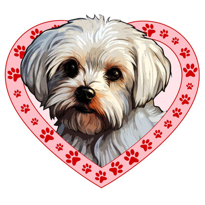 Maltese Illustration In Heart - Adult Unisex T-Shirt