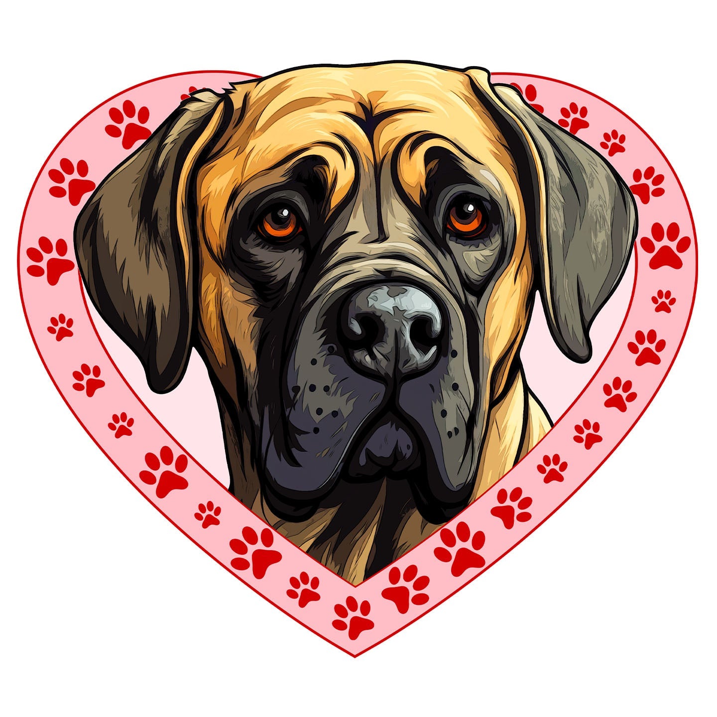 Mastiff Illustration In Heart - Adult Unisex T-Shirt