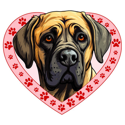 Mastiff Illustration In Heart - Adult Unisex T-Shirt