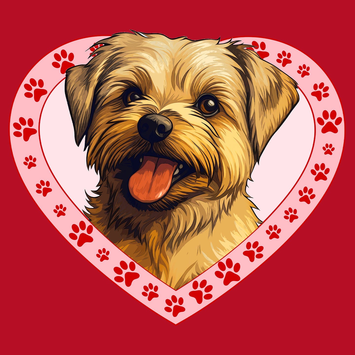 Norfolk Terrier Illustration In Heart - Women's V-Neck T-Shirt
