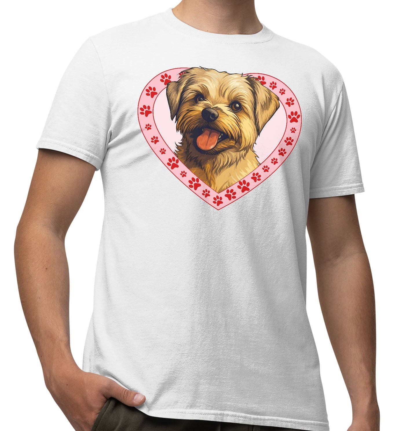 Norfolk Terrier Illustration In Heart - Adult Unisex T-Shirt