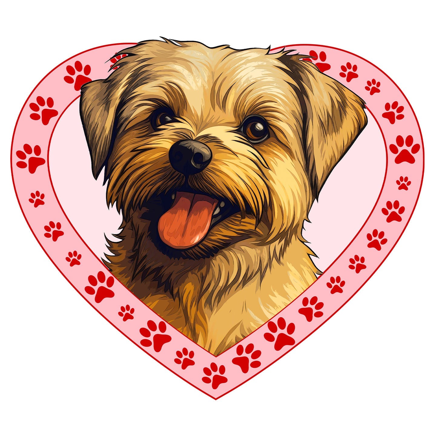 Norfolk Terrier Illustration In Heart - Adult Unisex T-Shirt