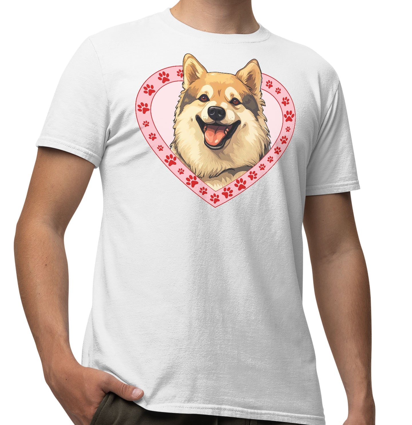 Norwegian Buhund Illustration In Heart - Adult Unisex T-Shirt