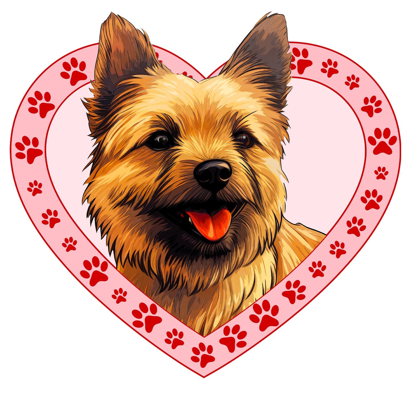 Norwich Terrier Illustration In Heart - Adult Unisex T-Shirt