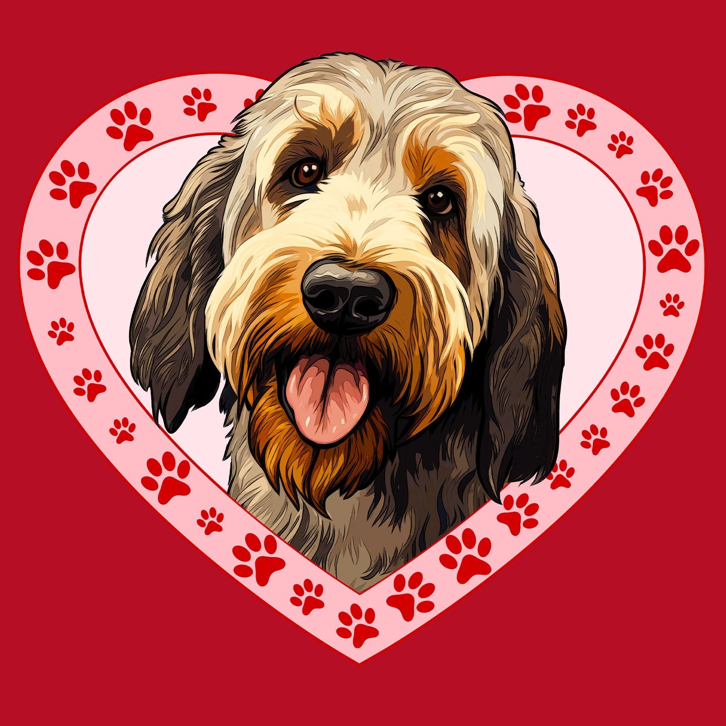 Otterhound Illustration In Heart - Women's V-Neck T-Shirt