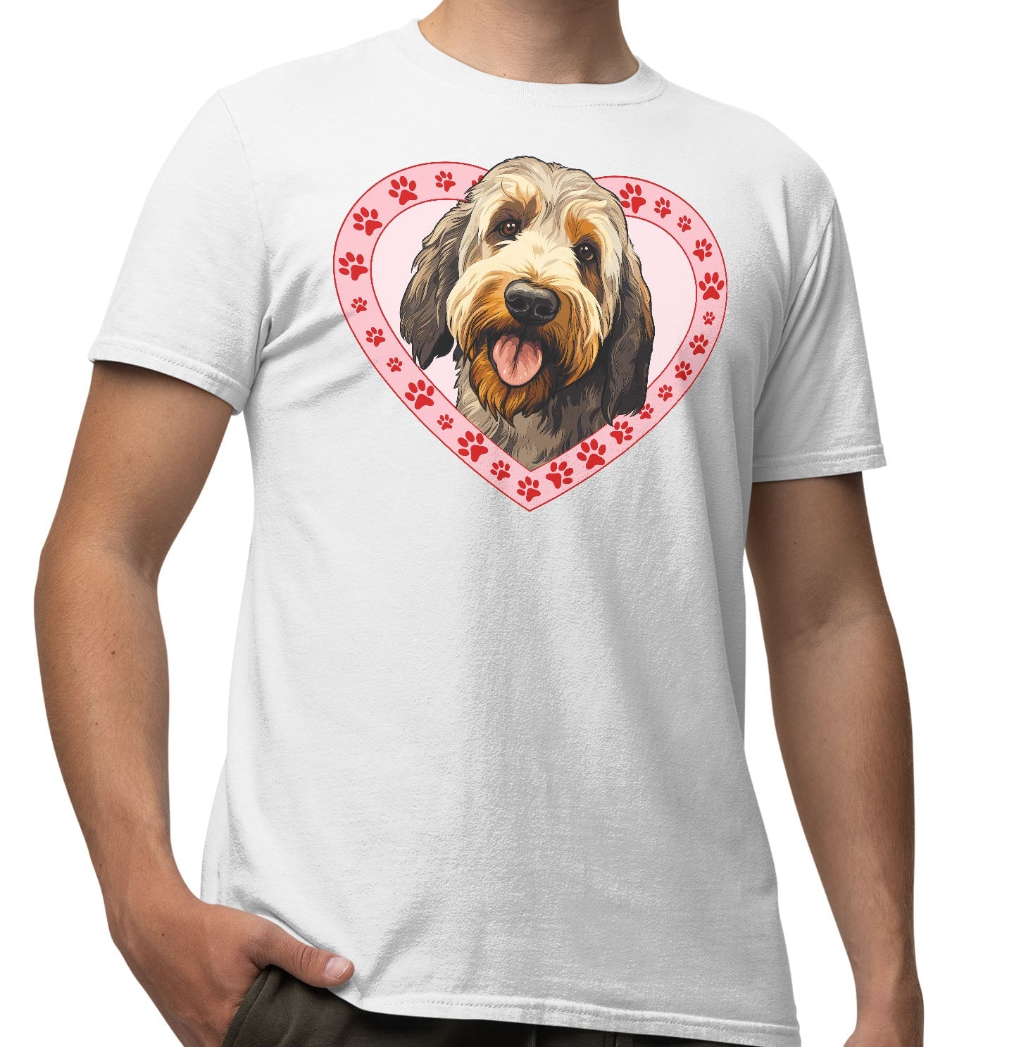 Otterhound Illustration In Heart - Adult Unisex T-Shirt