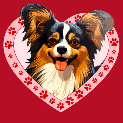 Papillon Illustration In Heart - Women's V-Neck T-Shirt