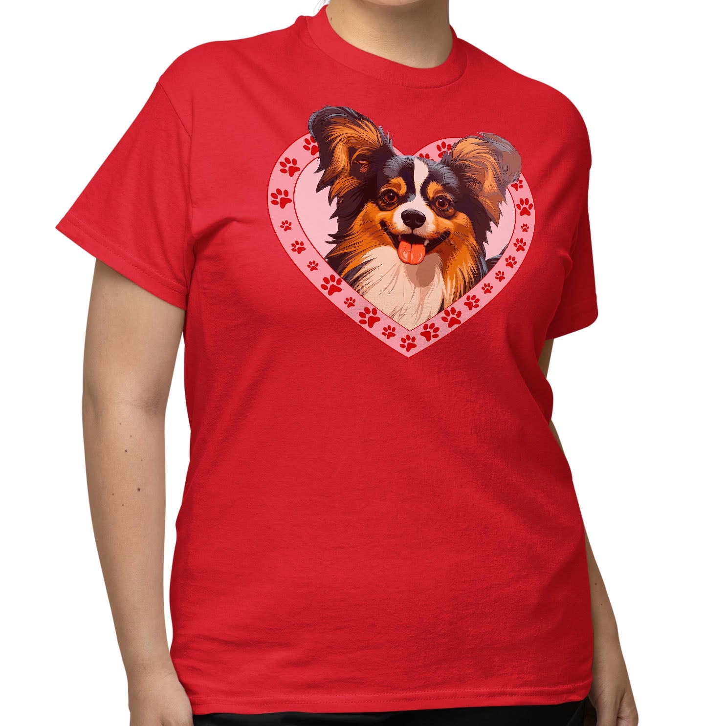 Papillon Illustration In Heart - Adult Unisex T-Shirt