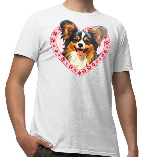 Papillon Illustration In Heart - Adult Unisex T-Shirt