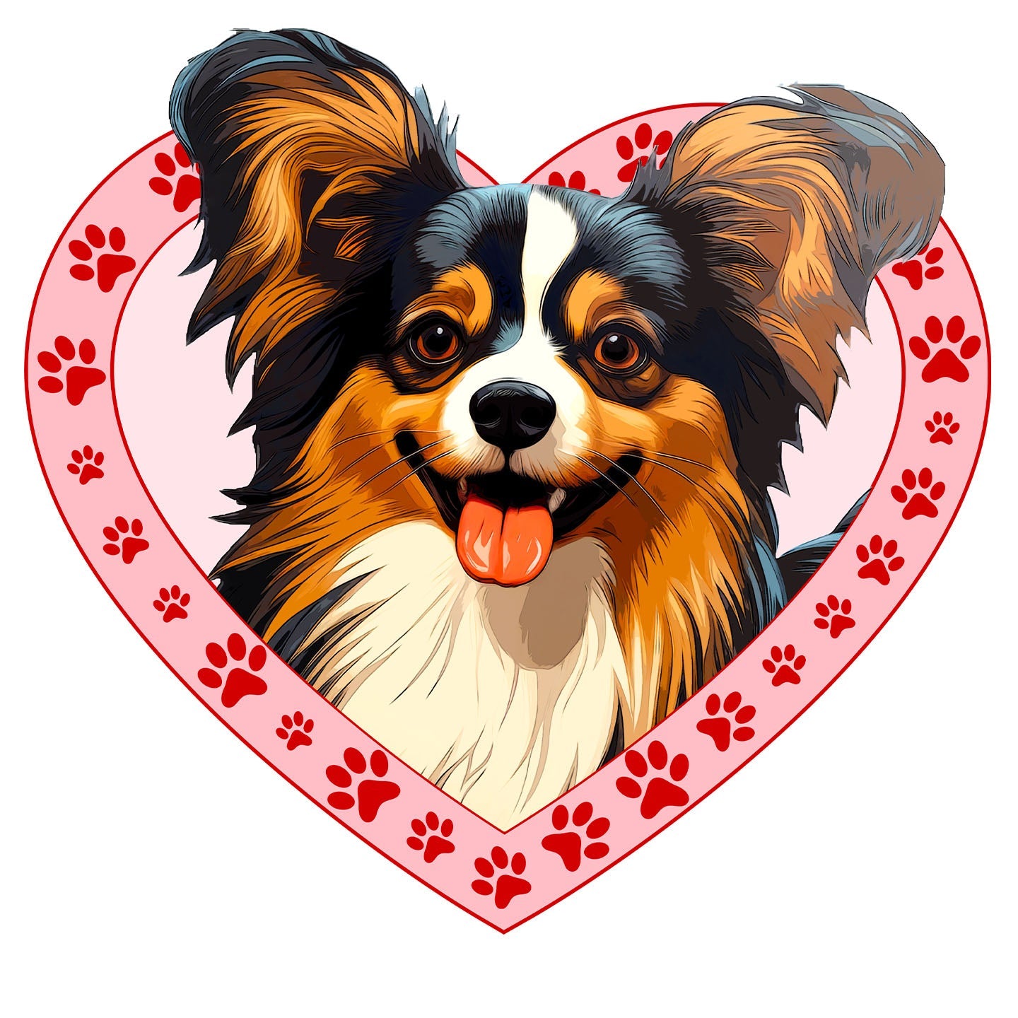 Papillon Illustration In Heart - Adult Unisex T-Shirt