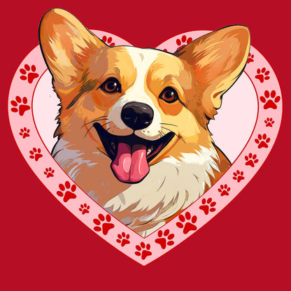 Pembroke Welsh Corgi Illustration In Heart - Women's V-Neck T-Shirt