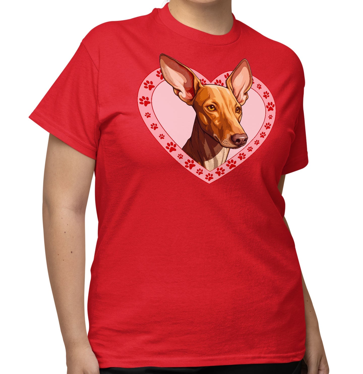 Pharaoh Hound Illustration In Heart - Adult Unisex T-Shirt
