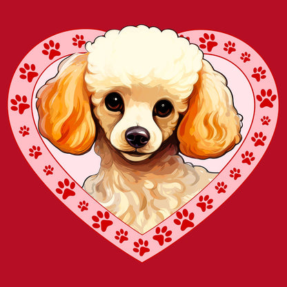 Poodle Illustration In Heart - Women's V-Neck T-Shirt