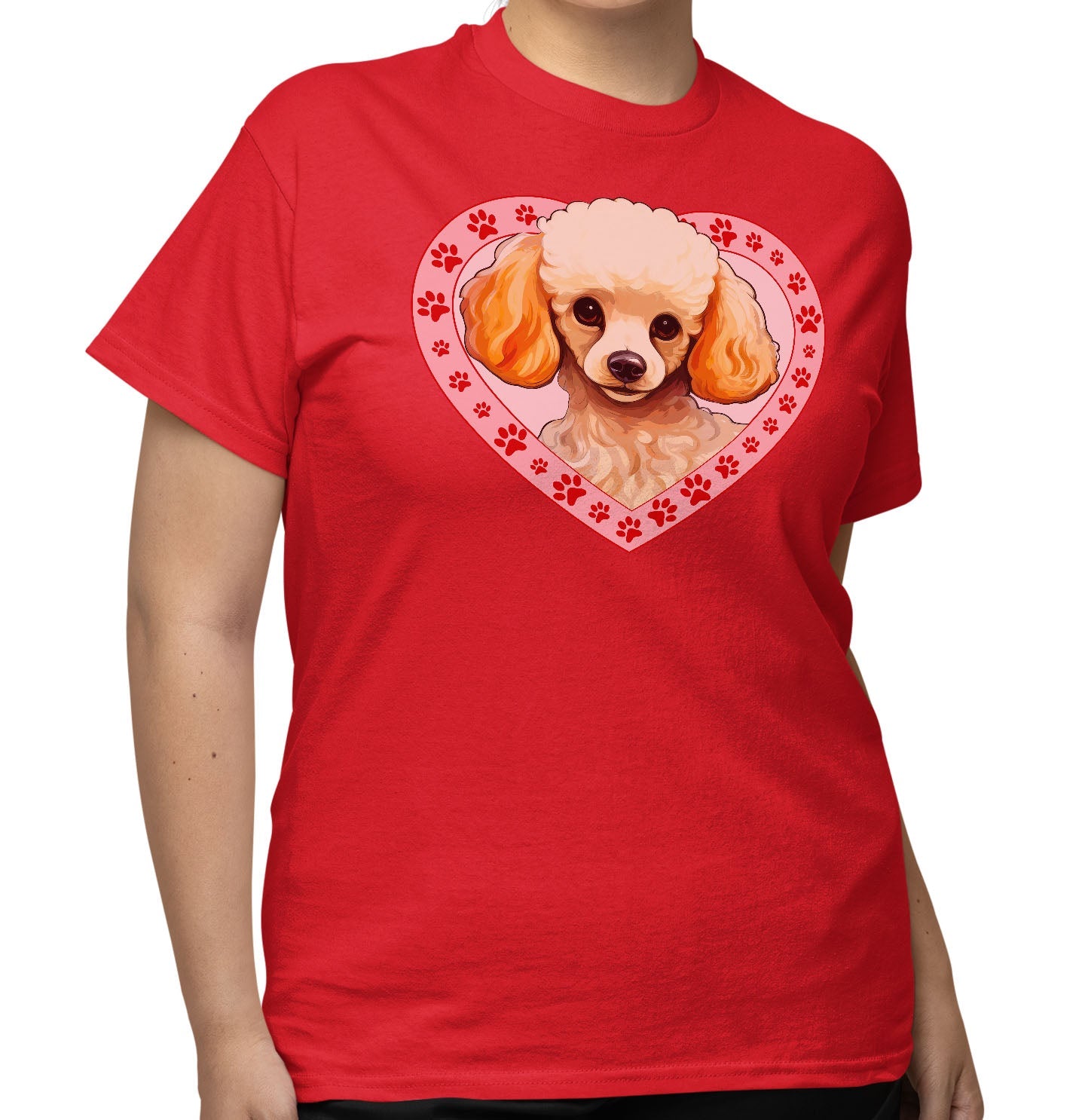 Poodle Illustration In Heart - Adult Unisex T-Shirt