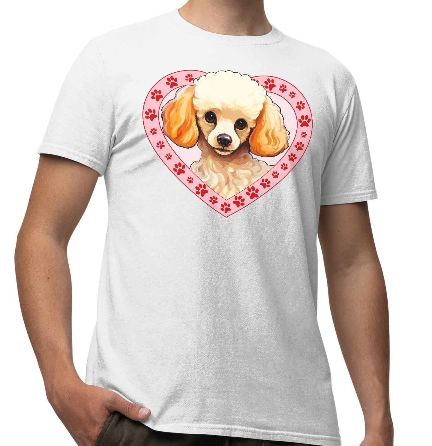 Poodle Illustration In Heart - Adult Unisex T-Shirt