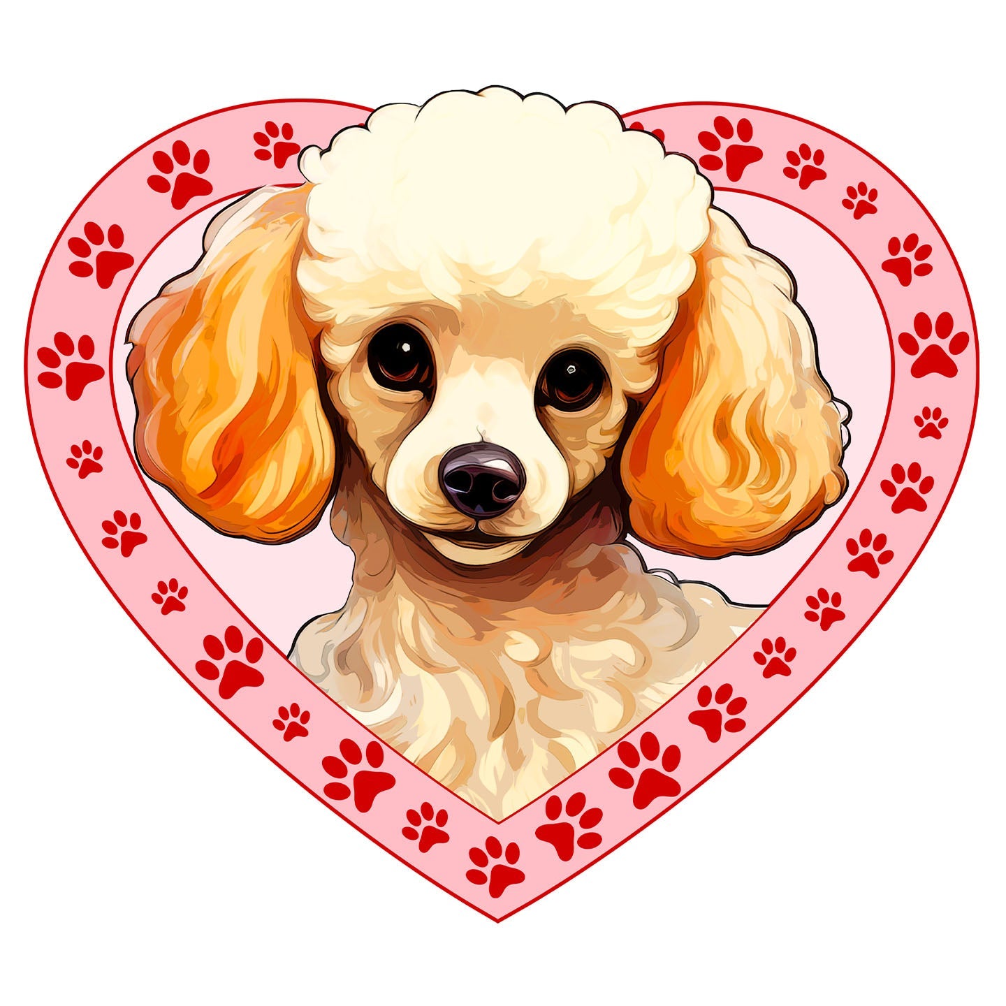 Poodle Illustration In Heart - Adult Unisex T-Shirt
