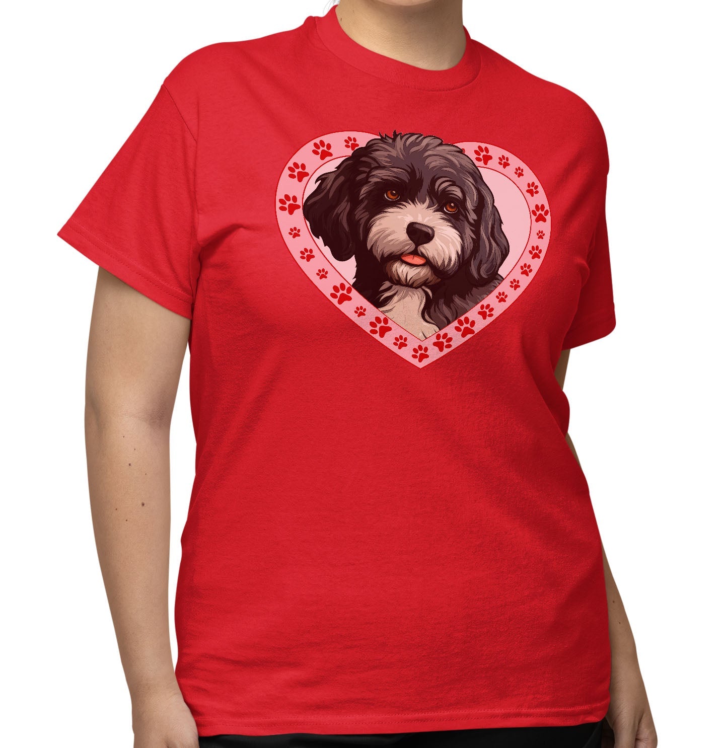 Portuguese Water Dog Illustration In Heart - Adult Unisex T-Shirt
