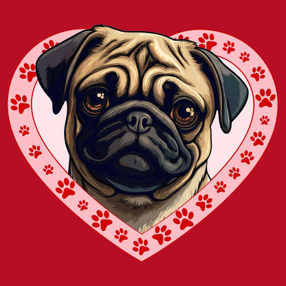 Pug Illustration In Heart - Women's V-Neck T-Shirt
