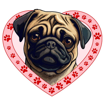 Pug Illustration In Heart - Adult Unisex T-Shirt