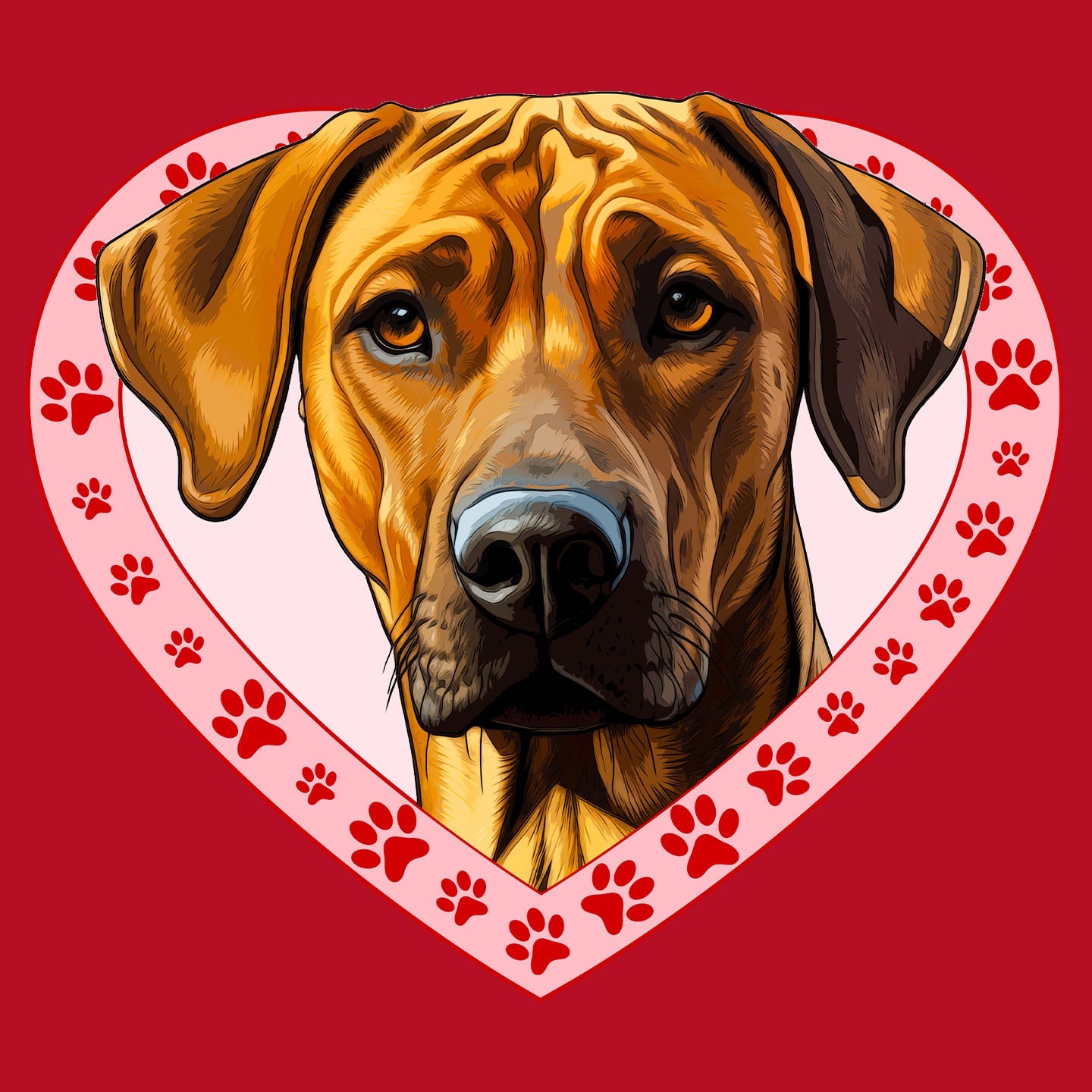 Rhodesian Ridgeback Illustration In Heart - Women's V-Neck T-Shirt