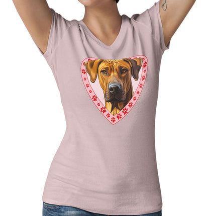 Rhodesian Ridgeback Illustration In Heart - Women's V-Neck T-Shirt