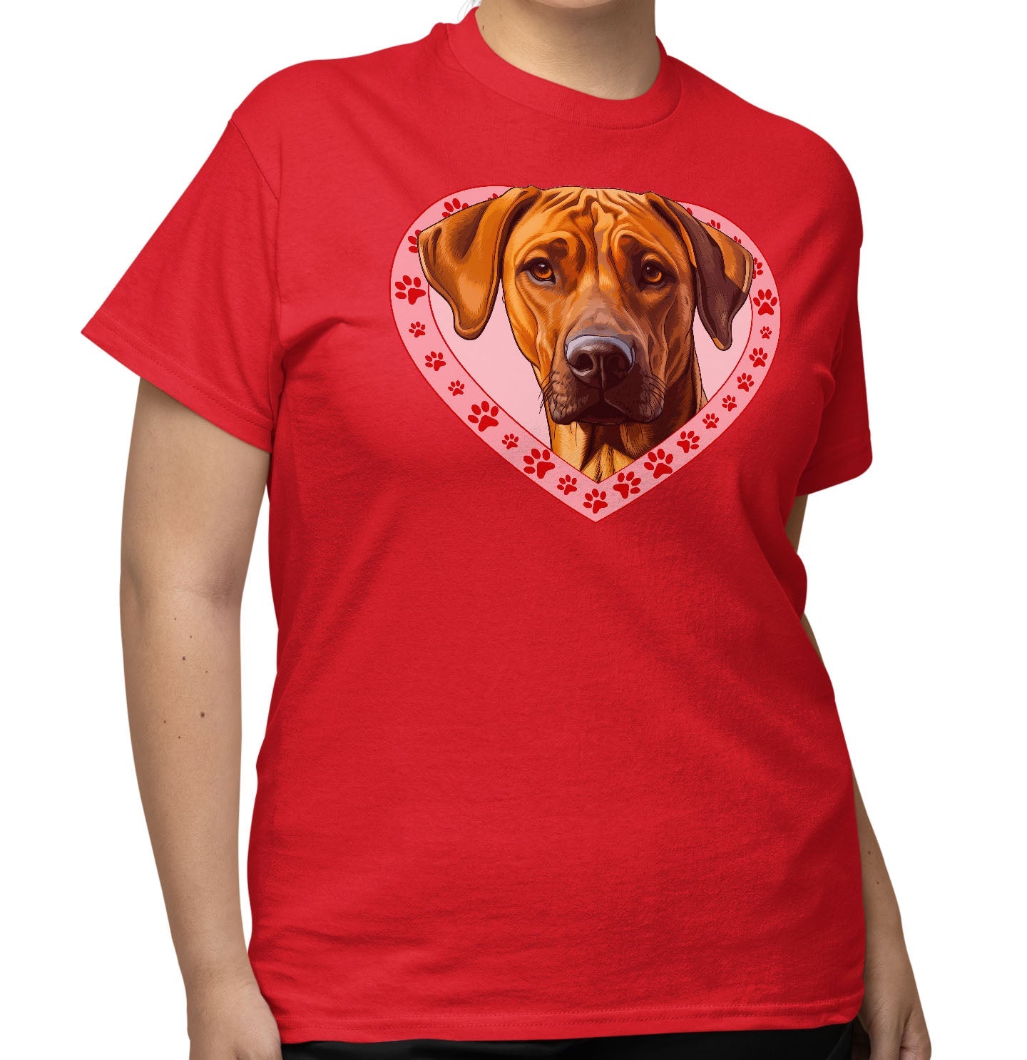 Rhodesian Ridgeback Illustration In Heart - Adult Unisex T-Shirt