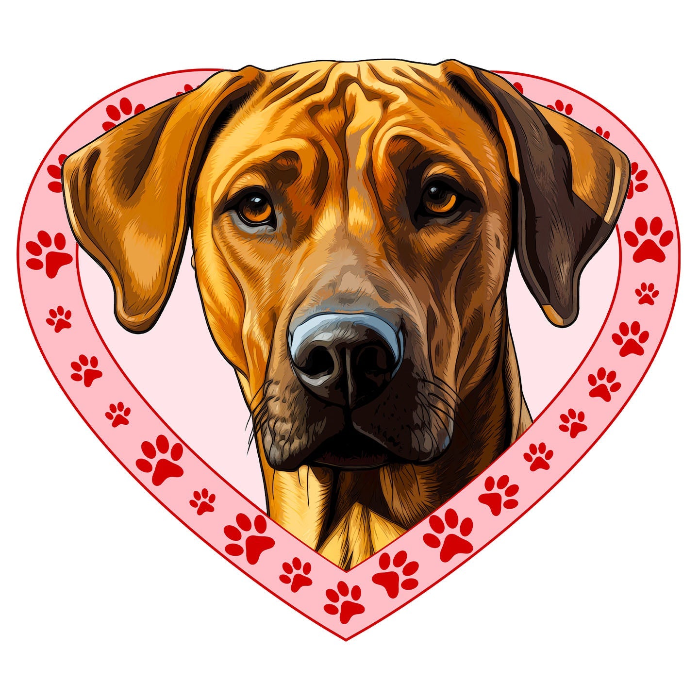 Rhodesian Ridgeback Illustration In Heart - Adult Unisex T-Shirt