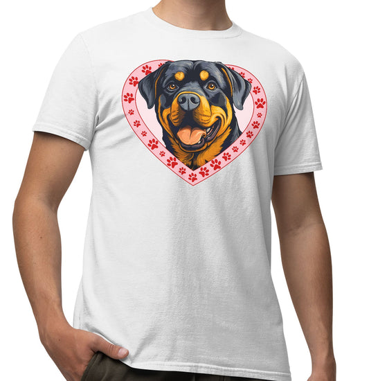 Rottweiler Illustration In Heart - Adult Unisex T-Shirt