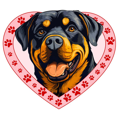 Rottweiler Illustration In Heart - Adult Unisex T-Shirt